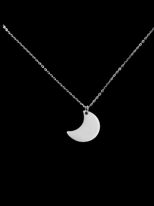 Steel color Stainless steel  Minimalist Moon Pendant Necklace
