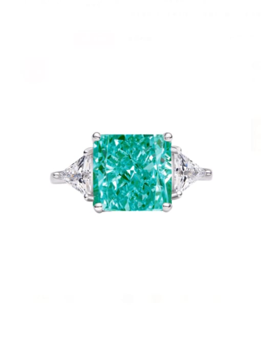 Paraiba (green) 15# 925 Sterling Silver High Carbon Diamond Geometric Luxury Band Ring