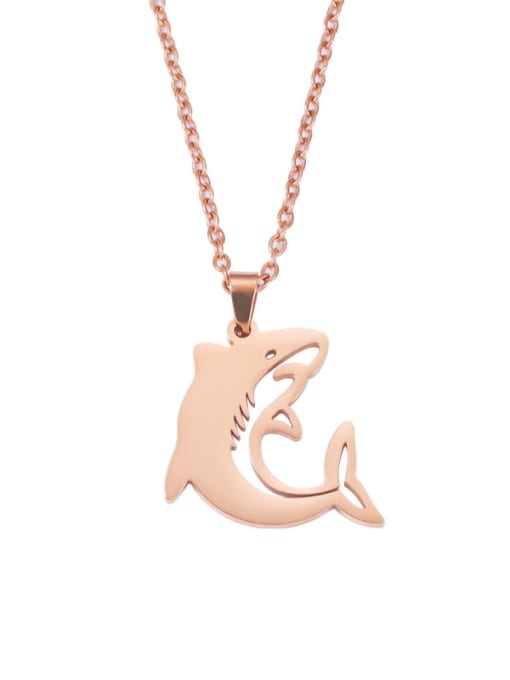 rose gold Stainless steel Minimalist   Dolphin  Pendant Necklace