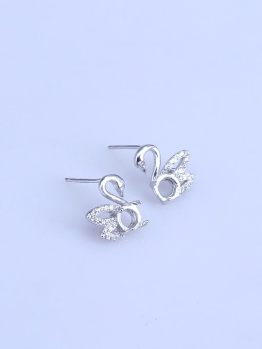 Supply 925 Sterling Silver 18K White Gold Plated Round Earring Setting Stone size: 5*5mm 0