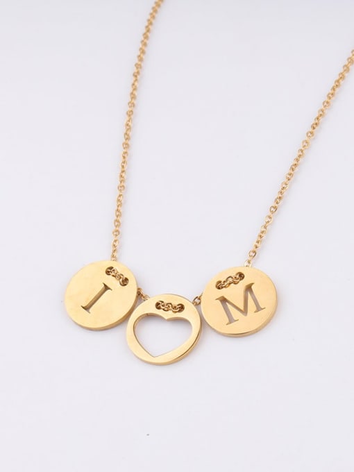 golden Stainless steel Gold Letter Minimalist Necklace