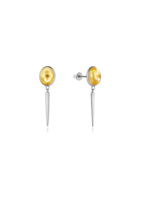 Platinum 925 Sterling Silver Geometric Minimalist Drop Earring