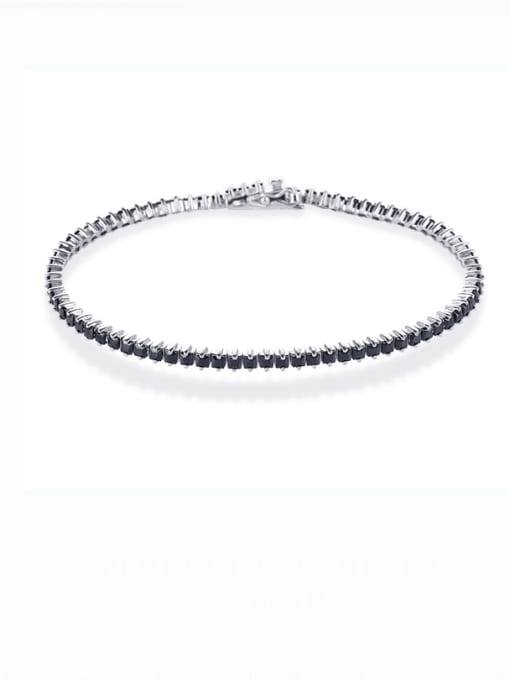A&T Jewelry 925 Sterling Silver Cubic Zirconia Geometric Luxury Link Bracelet 3