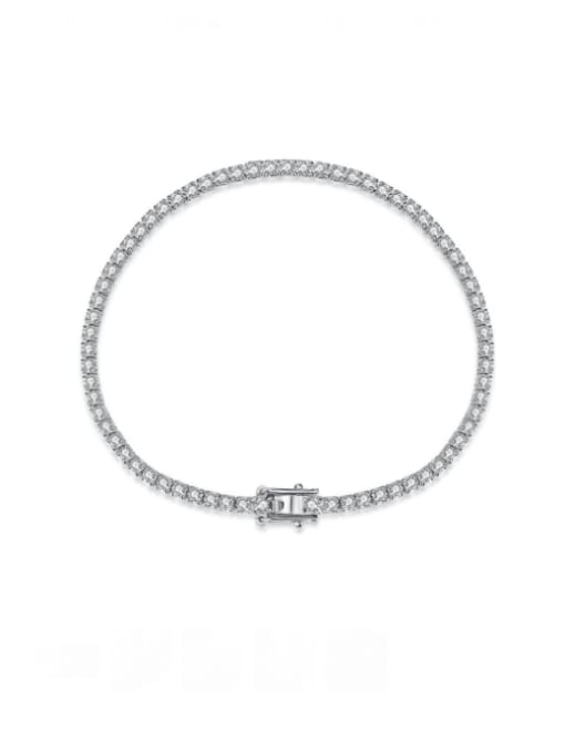 DY150086 S W WH 2mm 925 Sterling Silver Cubic Zirconia Geometric Luxury Link Bracelet