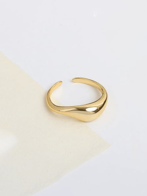 Curved 18k gold color 925 Sterling Silver Irregular Minimalist Band Ring