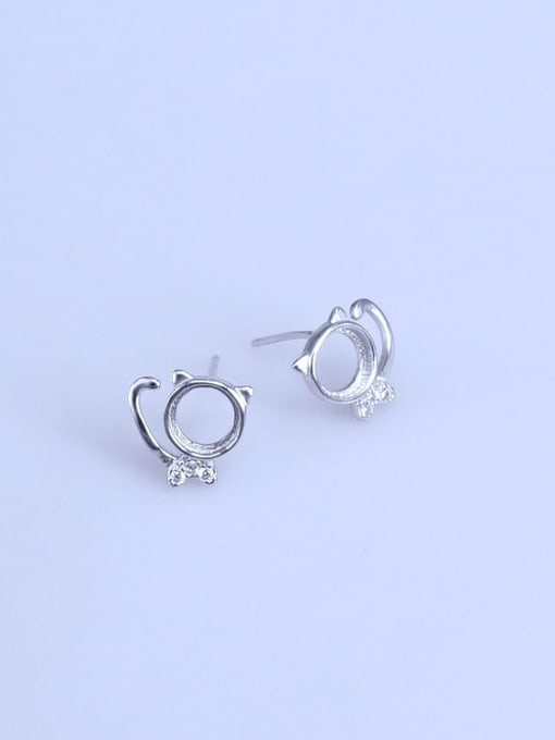 Supply 925 Sterling Silver 18K White Gold Plated Round Earring Setting Stone size: 6*6mm 0