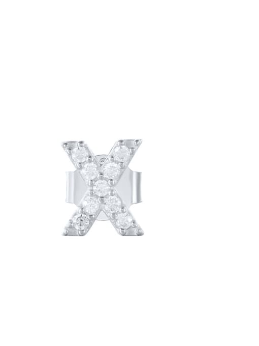 Platinum X 925 Sterling Silver Cubic Zirconia Letter Dainty Stud Earring