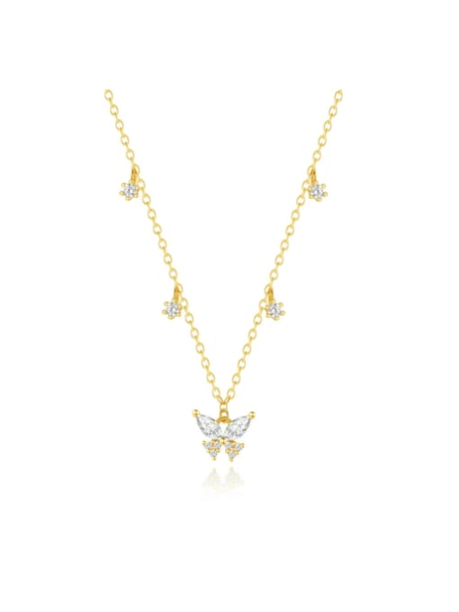 YUANFAN 925 Sterling Silver Cubic Zirconia Bowknot Minimalist Necklace 0