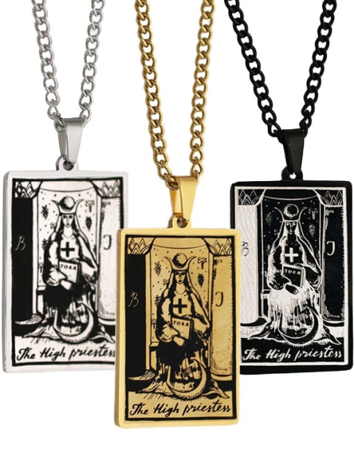 M&J The High Priestess's Tarot hip hop stainless steel titanium steel necklace 0