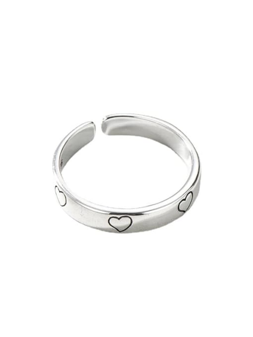 Heart ring 925 Sterling Silver Heart Vintage Band Ring