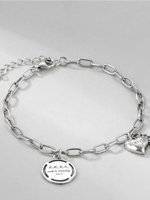 Round brand love bracelet 925 Sterling Silver Heart Minimalist Bracelet