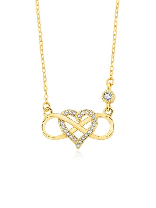 A2308 Gold 925 Sterling Silver Cubic Zirconia Heart Minimalist Necklace