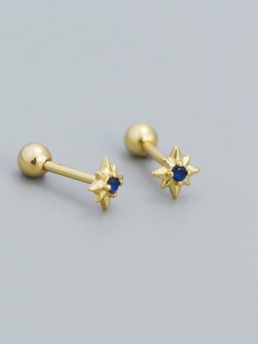 Golden (blue stone) 925 Sterling Silver Enamel Geometric Minimalist Stud Earring