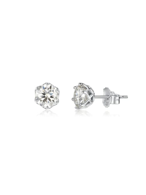 A&T Jewelry 925 Sterling Silver Moissanite Geometric Dainty Stud Earring 0