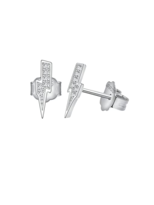 A&T Jewelry 925 Sterling Silver Cubic Zirconia Geometric Dainty Stud Earring 0