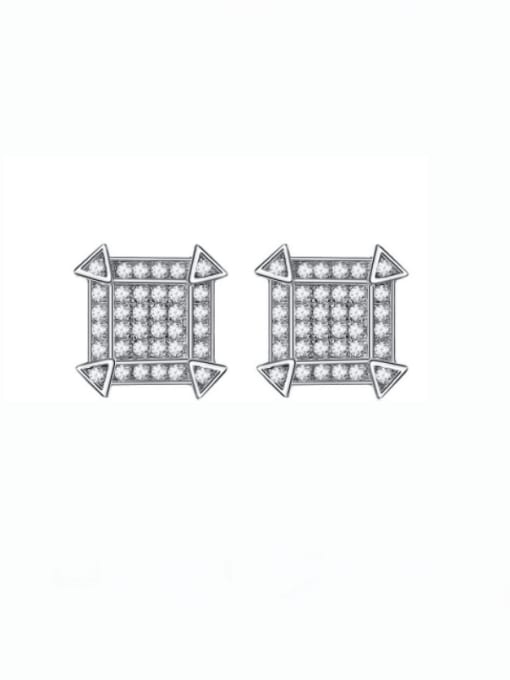 white 925 Sterling Silver Cubic Zirconia Geometric Luxury Cluster Earring