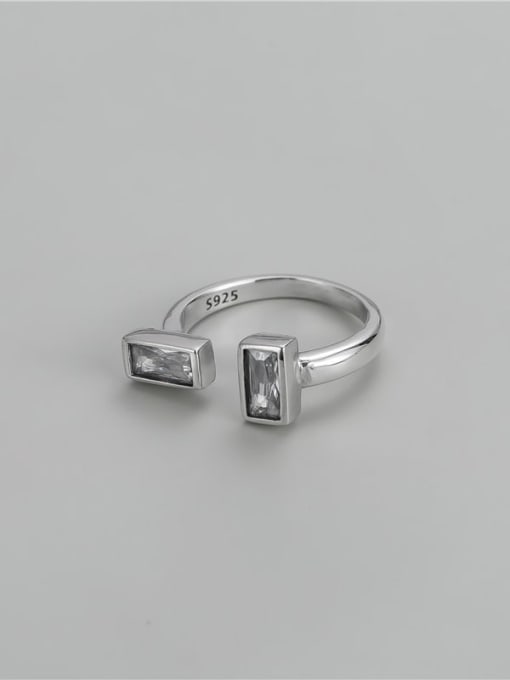 white 925 Sterling Silver Rhinestone Geometric Vintage Band Ring