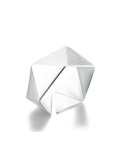 LOLUS 925 Sterling Silver Personalized design multi-sided origami Geometric Artisan Band Ring