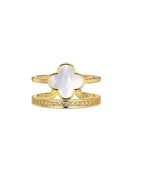 STL-Silver Jewelry 925 Sterling Silver Shell Clover Minimalist Stackable Ring