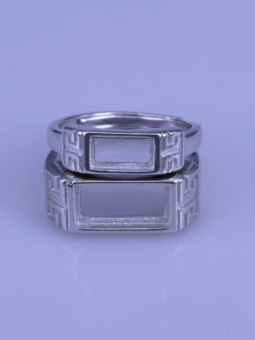 Supply 925 Sterling Silver Rhodium Plated Geometric Ring Setting Stone size: 4*8 6*12mm 2