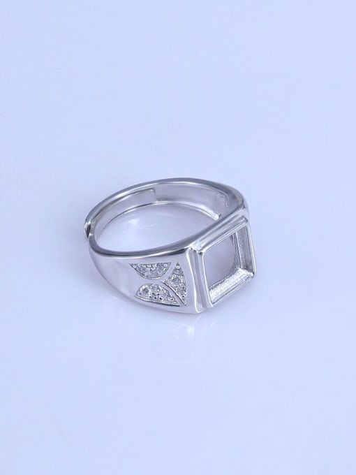 Supply 925 Sterling Silver 18K White Gold Plated Geometric Ring Setting Stone size: 8*8mm 2