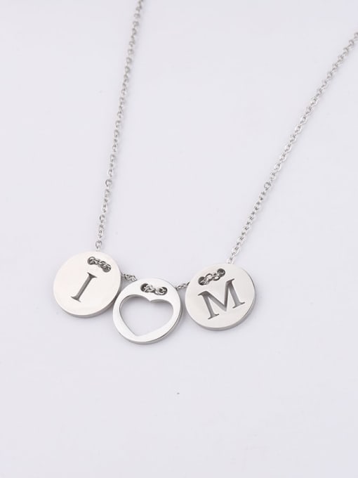 Steel color Stainless steel Gold Letter Minimalist Necklace
