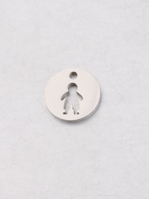 Steel boy Stainless steel Round hollow boy and girl pendant
