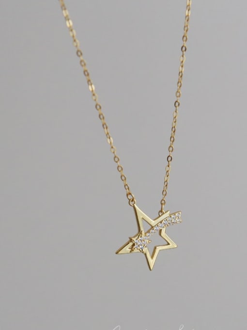 ZEMI 925 Sterling Silver Rhinestone Gold Star Dainty Necklace 0