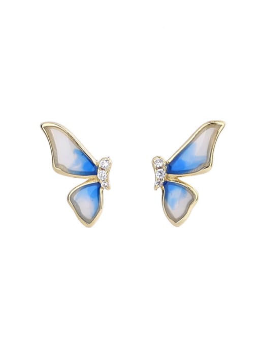 ZEMI 925 Sterling Silver Enamel Butterfly Dainty Stud Earring 0