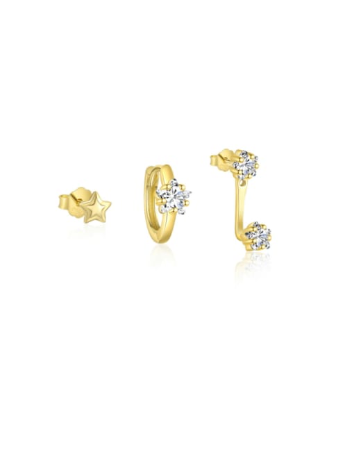 YUANFAN 925 Sterling Silver Cubic Zirconia Star Minimalist Single Earring 0