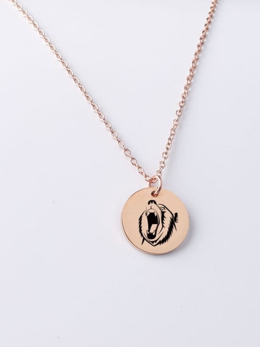 Rose gold yp001 119 20mm Stainless steel Round Tiger Minimalist Necklace