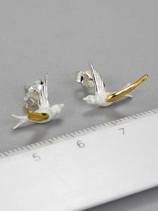 LOLUS 925 Sterling Silver creative animal design swallow Artisan Stud Earring 2