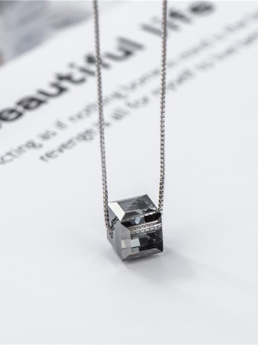 Cube crystal (large) 925 Sterling Silver Crystal Geometric Minimalist Necklace