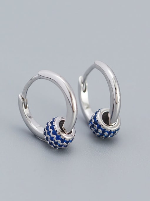 White gold (blue stone) 925 Sterling Silver Cubic Zirconia Geometric Dainty Stud Earring
