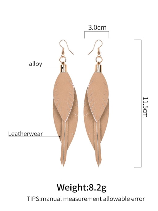 JMI Alloy Leather Leaf  Bohemia Hand-Woven Drop Earring 1