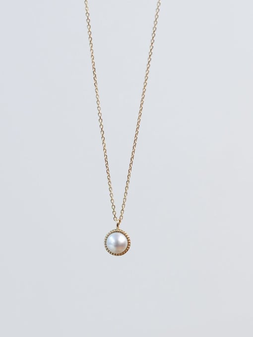 ZEMI 925 Sterling Silver Imitation Pearl Geometric Minimalist Necklace