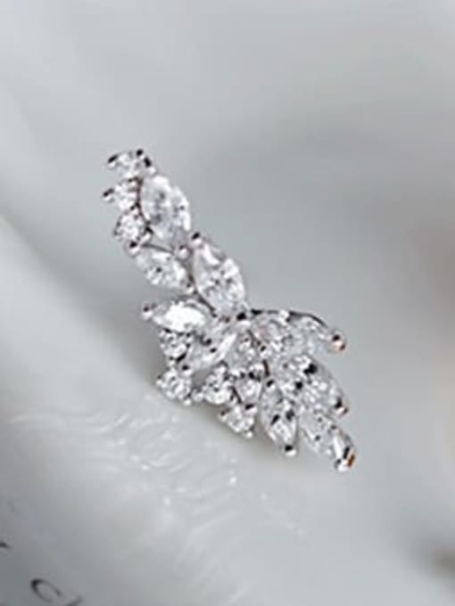 White gold pair 925 Sterling Silver Cubic Zirconia Wing Trend Stud Earring