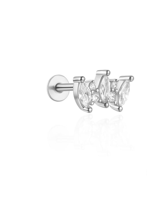 Single Platinum 7 925 Sterling Silver Cubic Zirconia Geometric Trend Single Earring