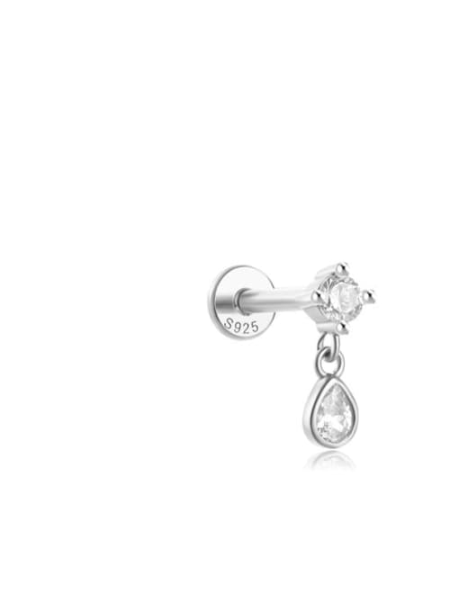 Single Platinum 4 925 Sterling Silver Cubic Zirconia Geometric Dainty Single Earring