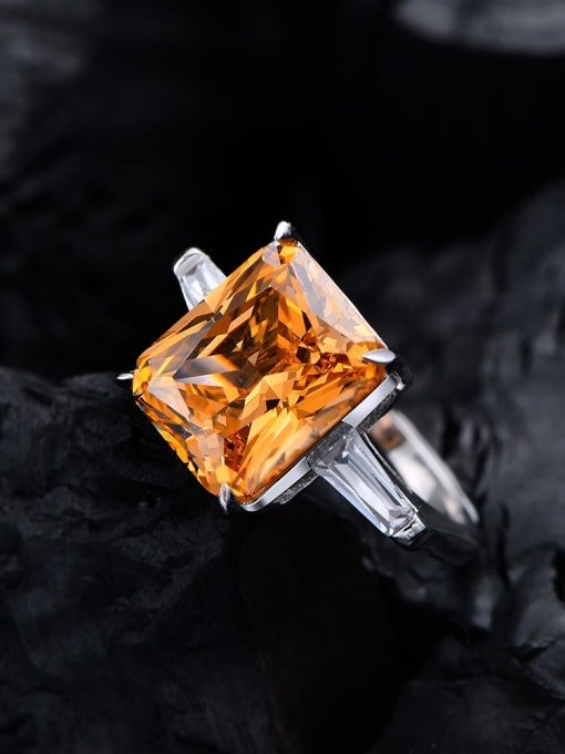 Morgan Orange 9 925 Sterling Silver High Carbon Diamond Geometric Dainty Band Ring