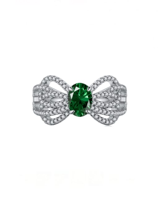 DY120633 green 925 Sterling Silver Cubic Zirconia Bowknot Luxury Band Ring