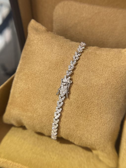 A&T Jewelry 925 Sterling Silver High Carbon Diamond Wheatear Dainty Bracelet 2