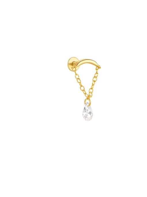 Single Gold 2 925 Sterling Silver Cubic Zirconia Heart Tassel Minimalist Single Earring