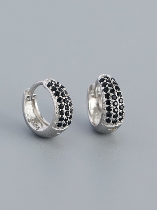 White gold (Blackstone) 925 Sterling Silver Cubic Zirconia Geometric Trend Stud Earring