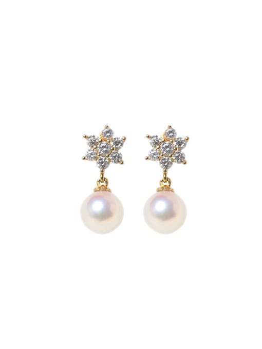 ZEMI 925 Sterling Silver Imitation Pearl Flower Dainty Drop Earring