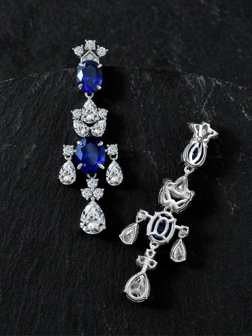 A&T Jewelry 925 Sterling Silver Cubic Zirconia Oval Luxury Cluster Earring 3