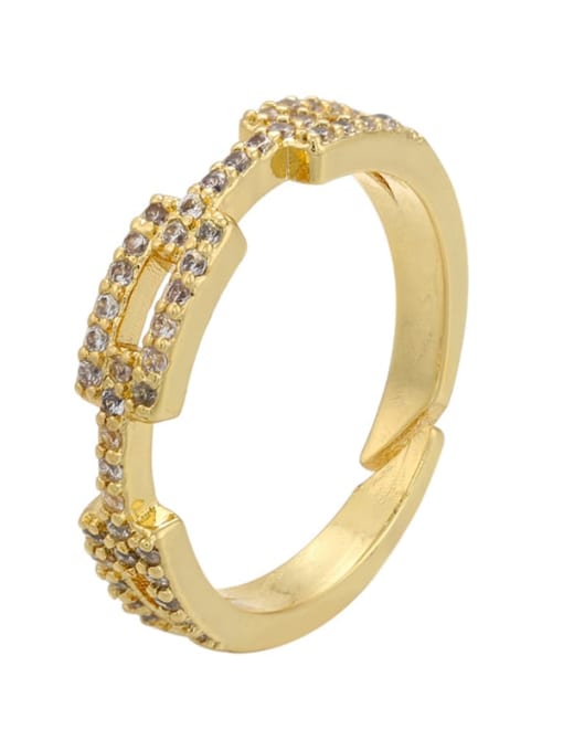 Golden White Diamond Brass Rhinestone Geometric Dainty Band Ring