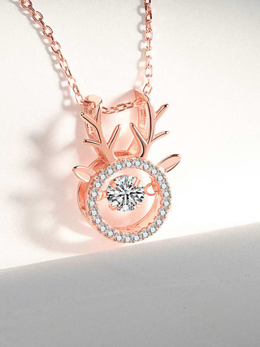 Rose Gold 925 Sterling Silver Cubic Zirconia Christmas Seris Minimalist Necklace
