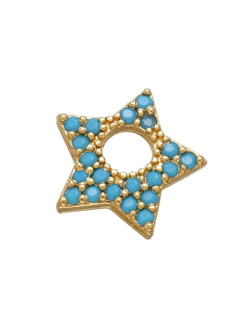 Gold Blue Diamond Brass Diamond Gold Plated Five-pointed Star Pendant