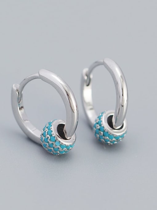 White gold (Turquoise) 925 Sterling Silver Cubic Zirconia Geometric Dainty Stud Earring